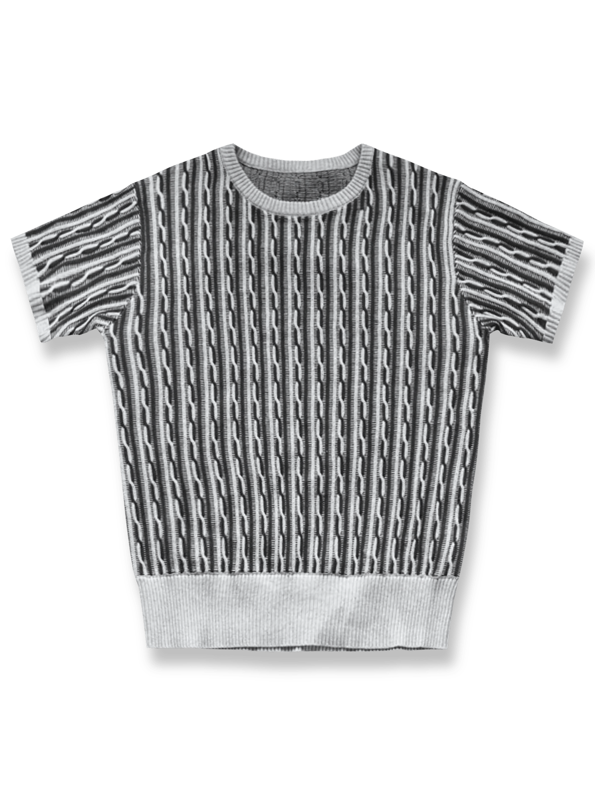 ケーブルニットジャカード半袖Tシャツ