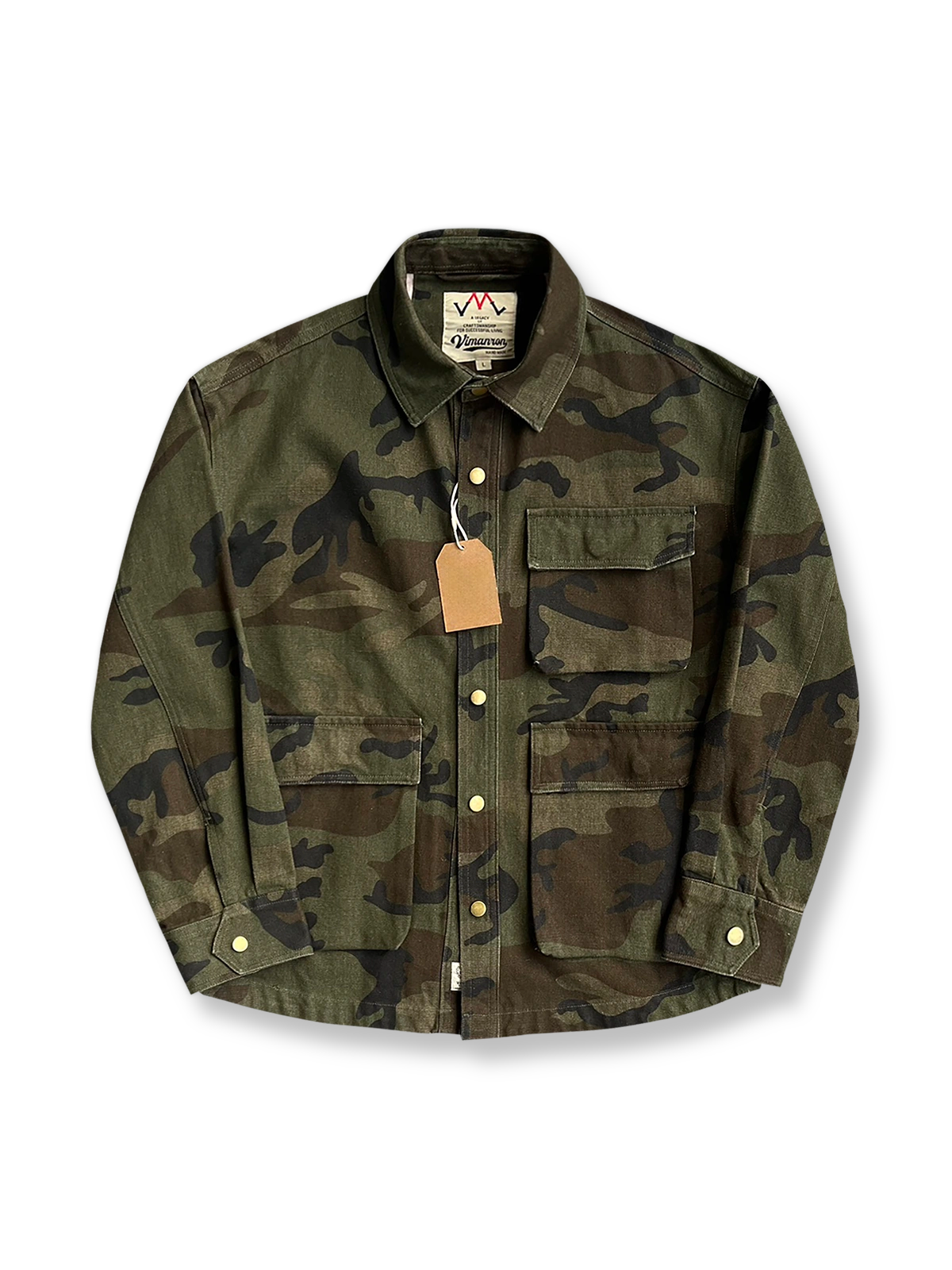 迷彩柄の多ポケット付きミリタリージャケット