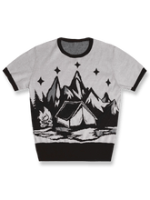 キャンプスタイルニット半袖Tシャツ。