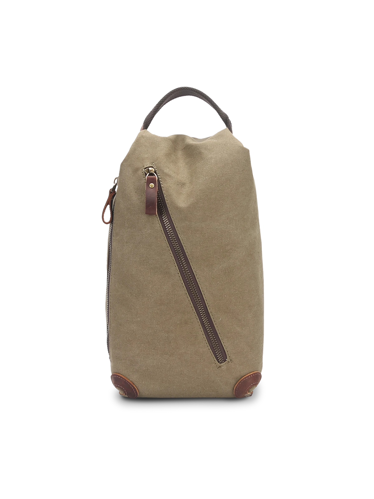 キャンバス地と牛革のコンビネーションメッセンジャーバッグ