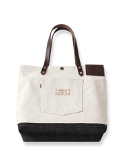 コットンキャンバスとセルビッジデニムのパッチワークショルダーバッグ