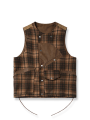 チェック柄 紐付きワークポケットベスト