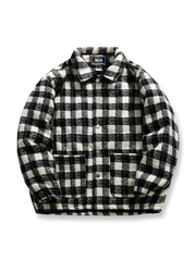 チェック柄中綿ジャケット・ヴィンテージ感と保温性を兼ね備えた冬の定番アイテム