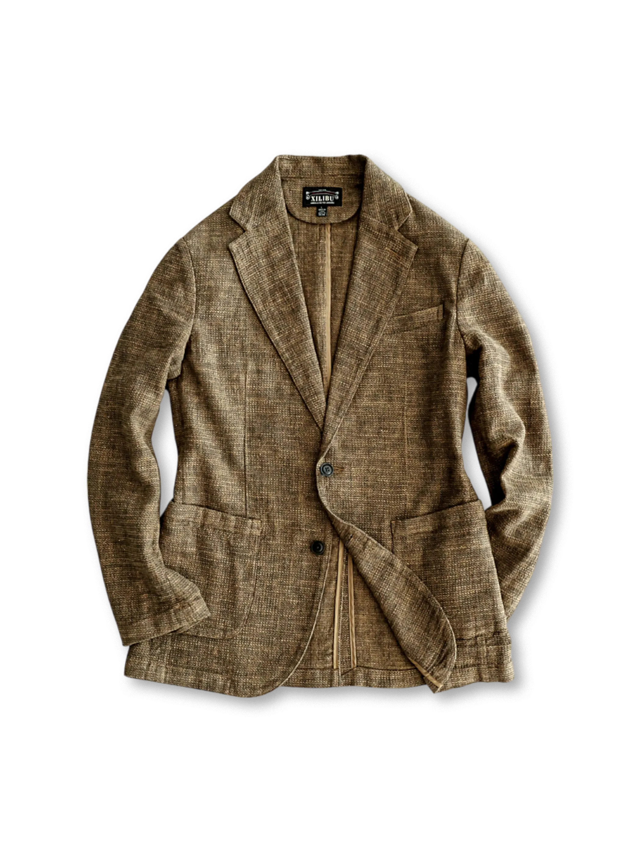 チェック柄コットンリネン混紡スーツジャケット