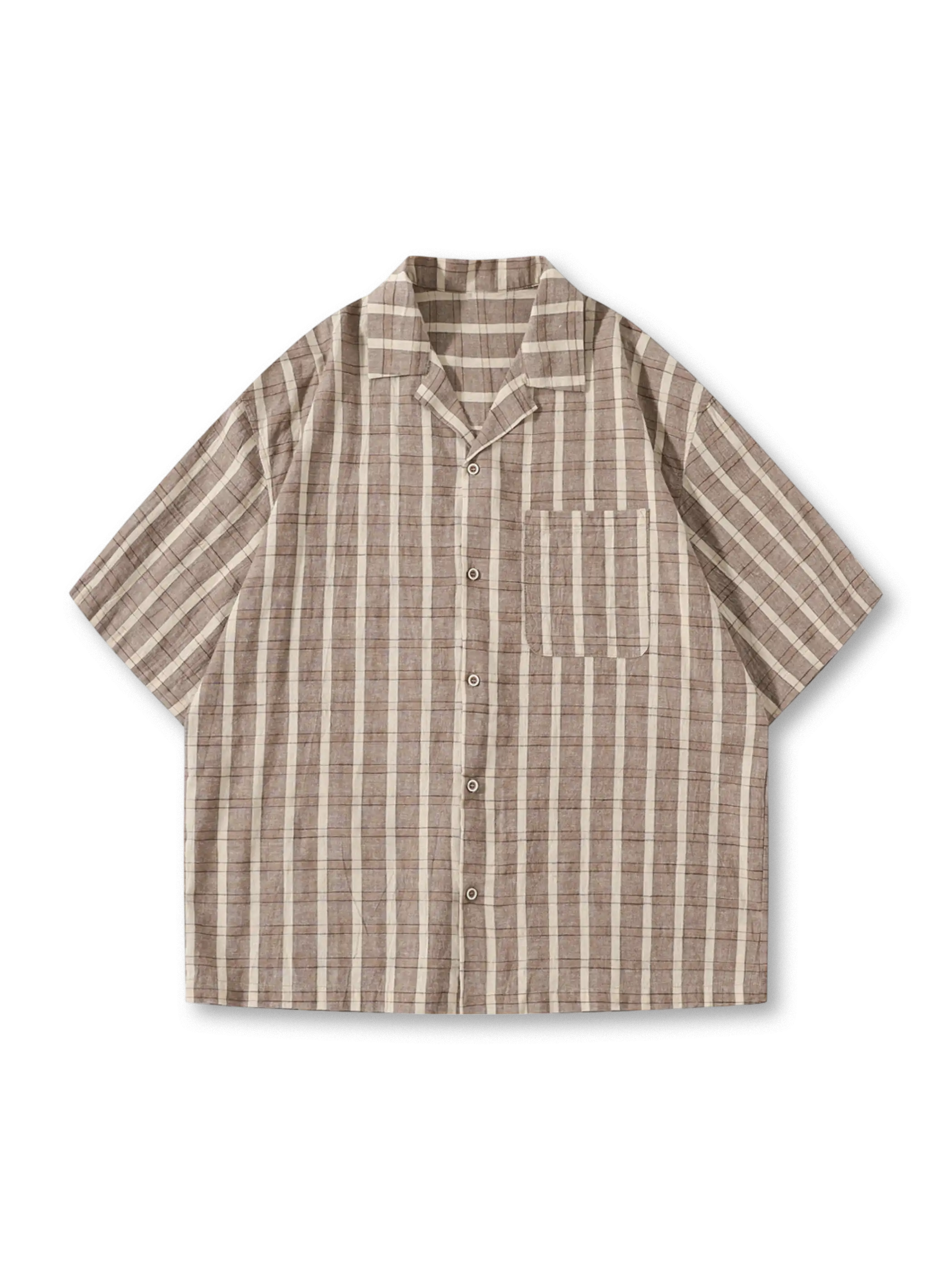 綿100%ライトウェイト生地にウォッシュ加工を施したルーズフィットのストライプワイドシャツ