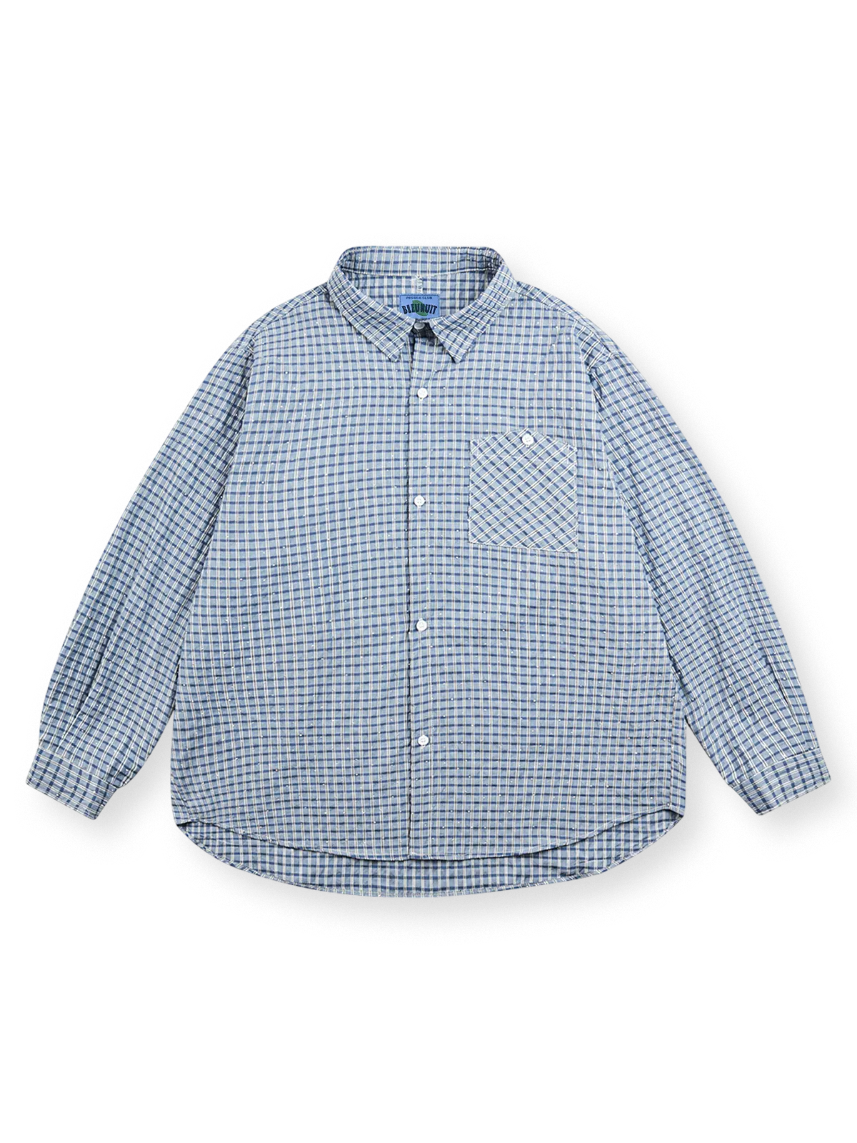 チェック柄にラインストーンが映えるクラシックワークシャツ