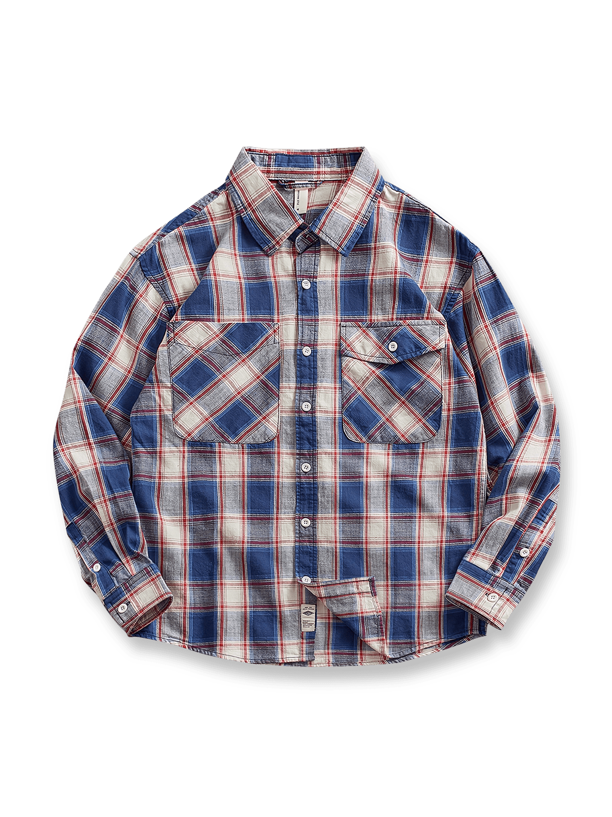 クラシックブルーチェックのヘビーフランネル素材ヴィンテージワークシャツ