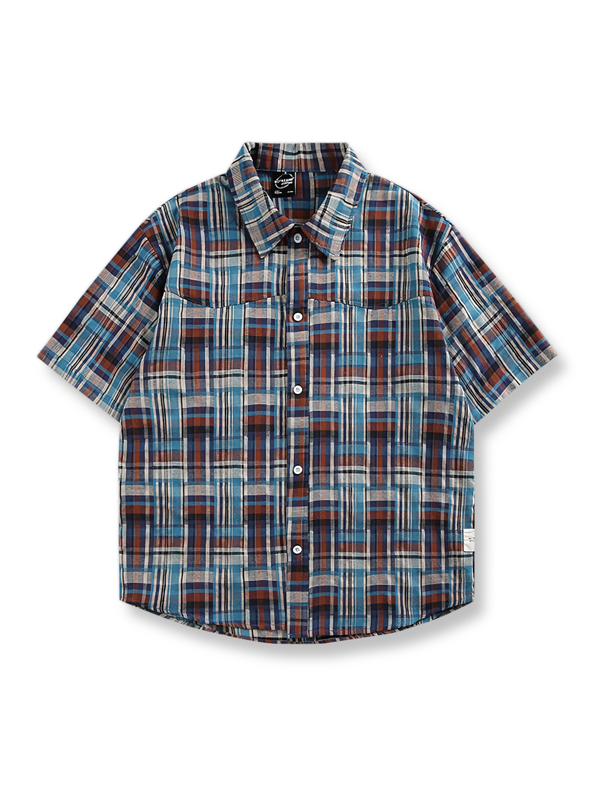 英国風クラシックチェック柄のリラックスフィット半袖シャツ。