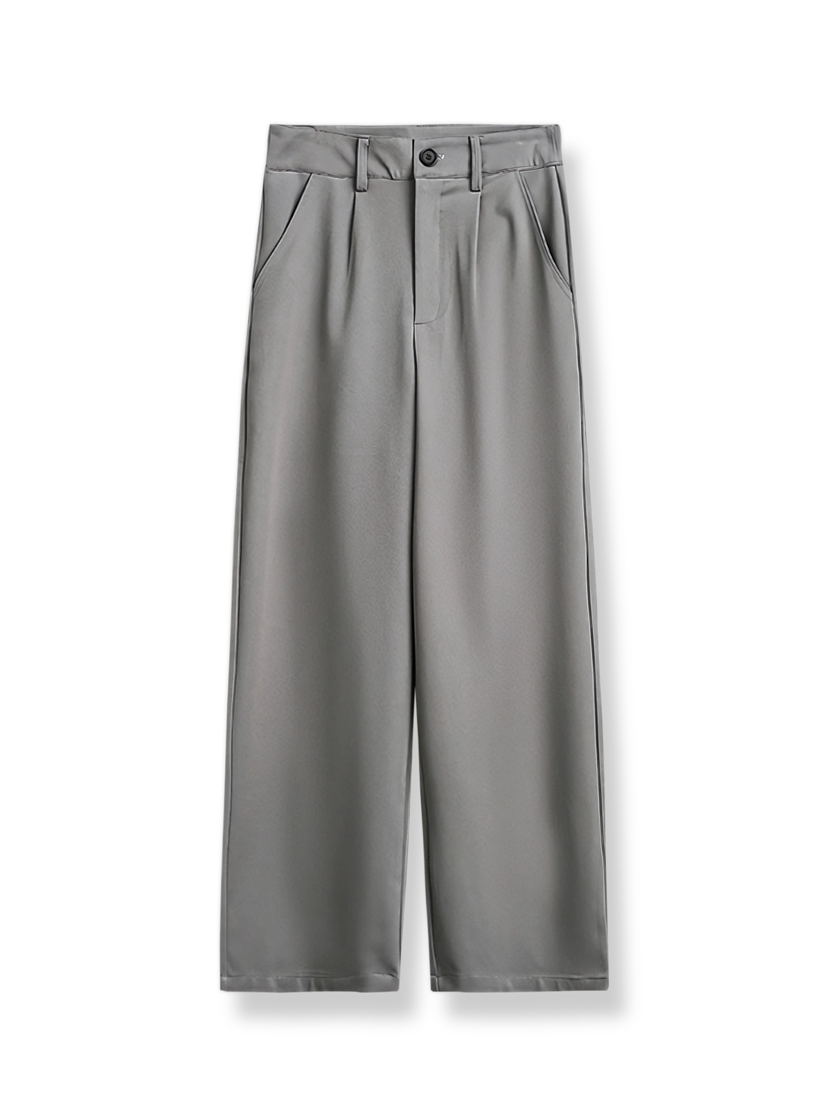 高めウエストとストレートラインが特徴のクラシックグレーレトロフィットパンツ。