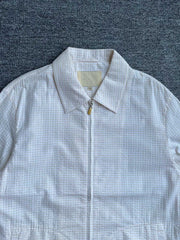 製品画像:Cleanfitシアサッカースタンドカラージャケット全体の外観
詳細画像:袖口ボタンとシアサッカー素材の質感ディテール