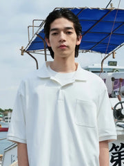 クラウドタッチ平編みニットポロシャツ