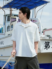 クラウドタッチ平編みニットポロシャツ