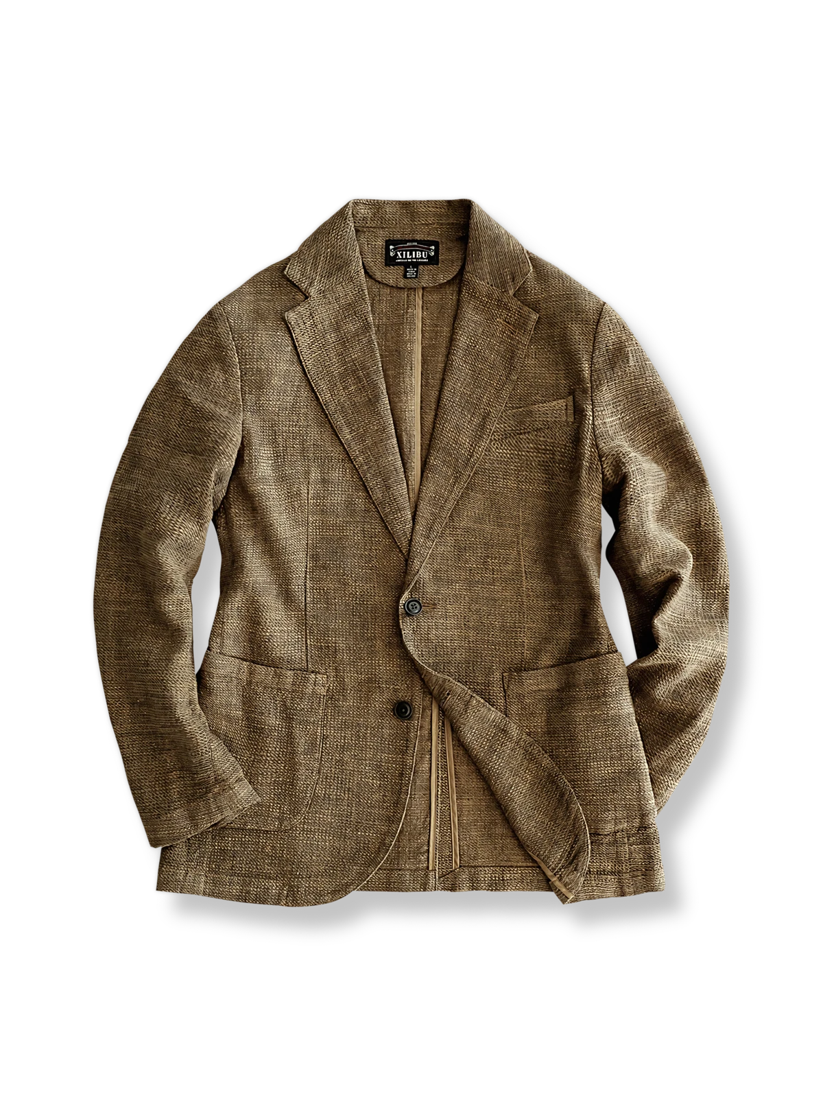 コーヒーブラウンのリネン素材テーラードジャケット