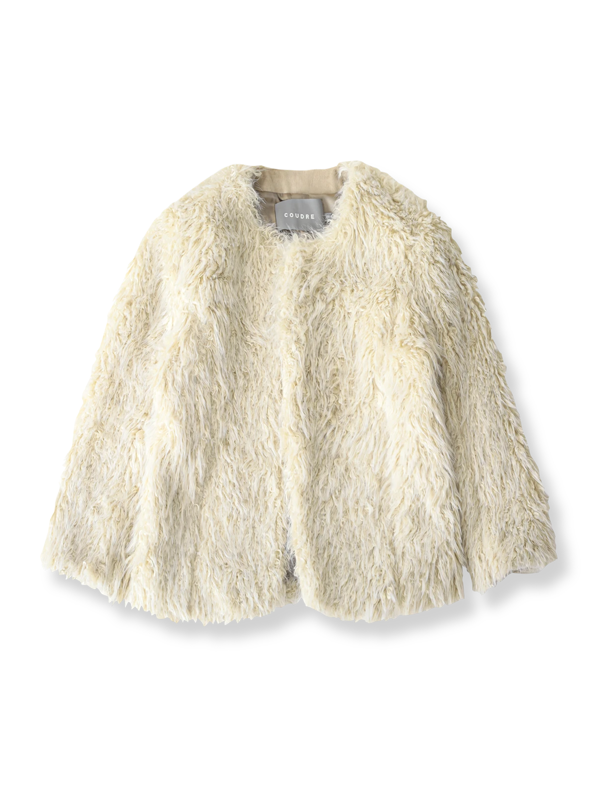 ノーカラーのショート丈フリースジャケット