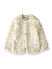 ノーカラーのショート丈フリースジャケット