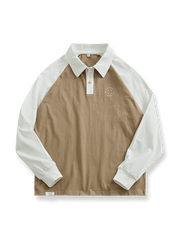 カラーブロック長袖ポロシャツ