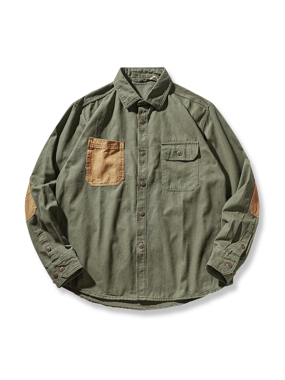 カラーブロックポケット 長袖シャツ