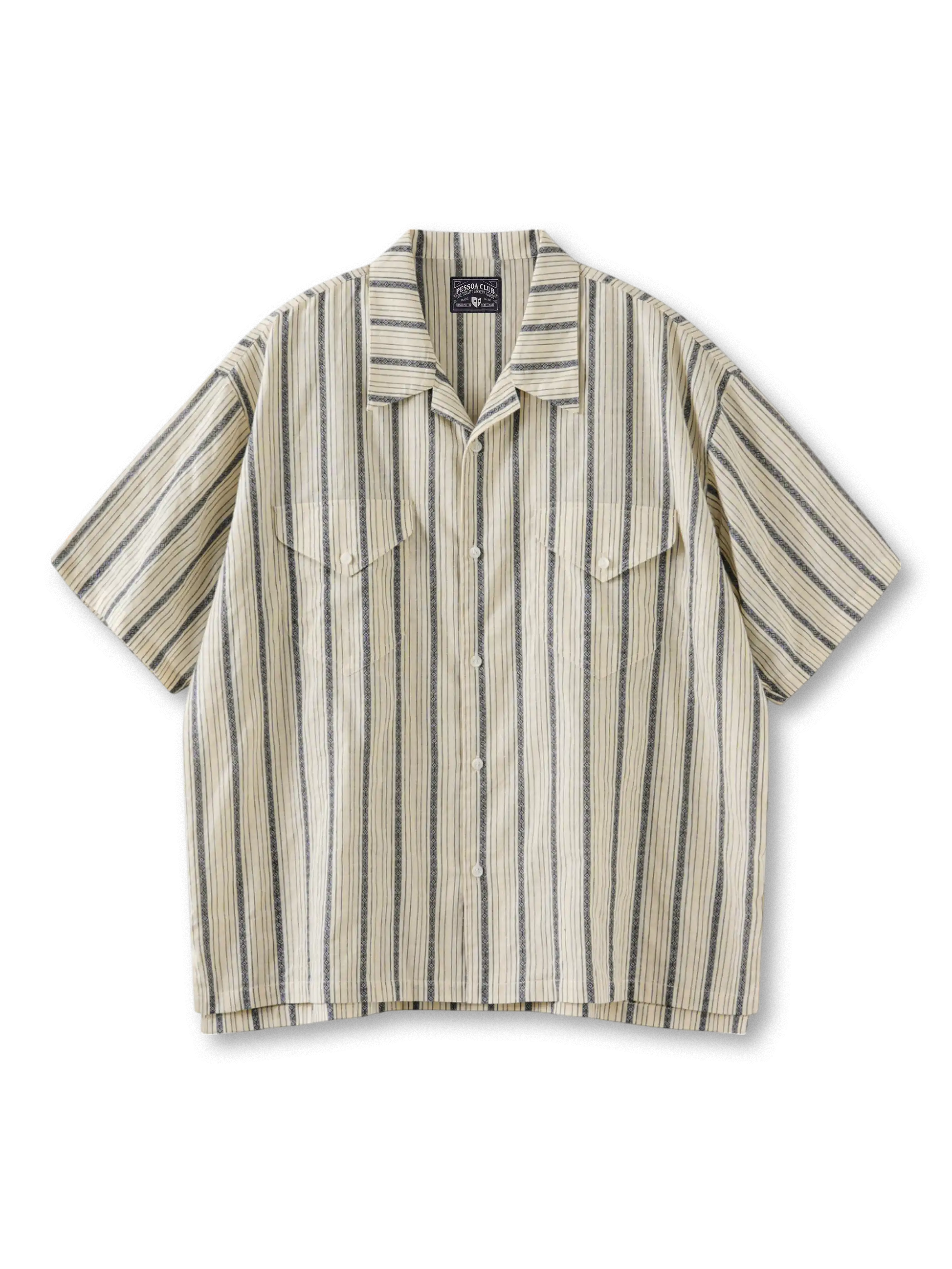 ストライプとカラーブロックパネルが映えるキューバカラーシャツ