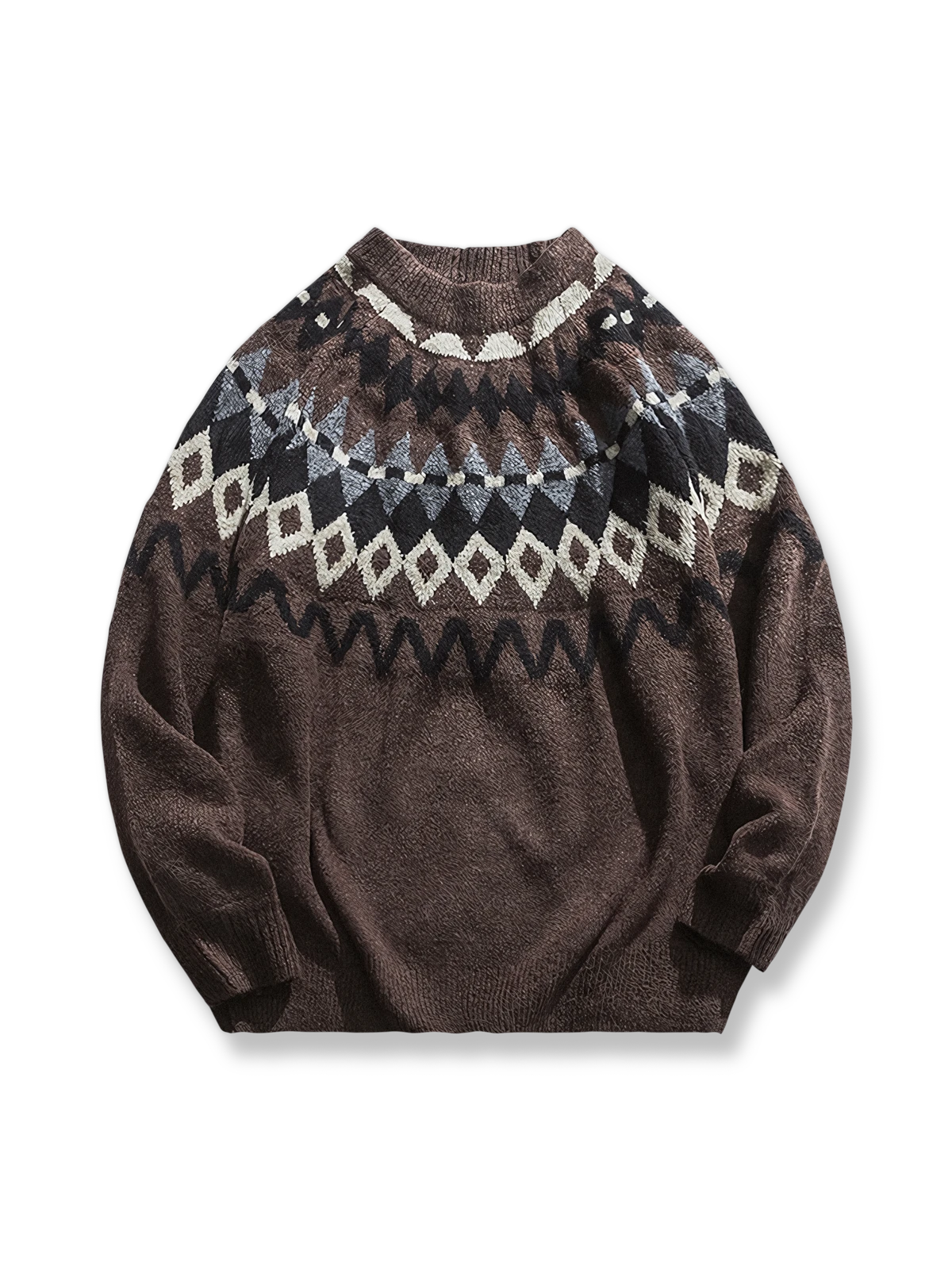 カラーブロック刺繍クルーネックニットセーターの製品イメージ