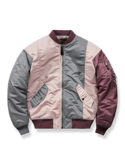 カラーブロックパッチワークのMA-1フライトジャケット