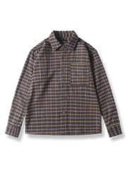 色織りチェック柄の長袖シャツ