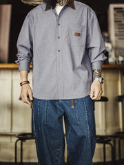 コントラストカラー 長袖シャツ