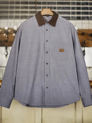 コントラストカラー 長袖シャツ