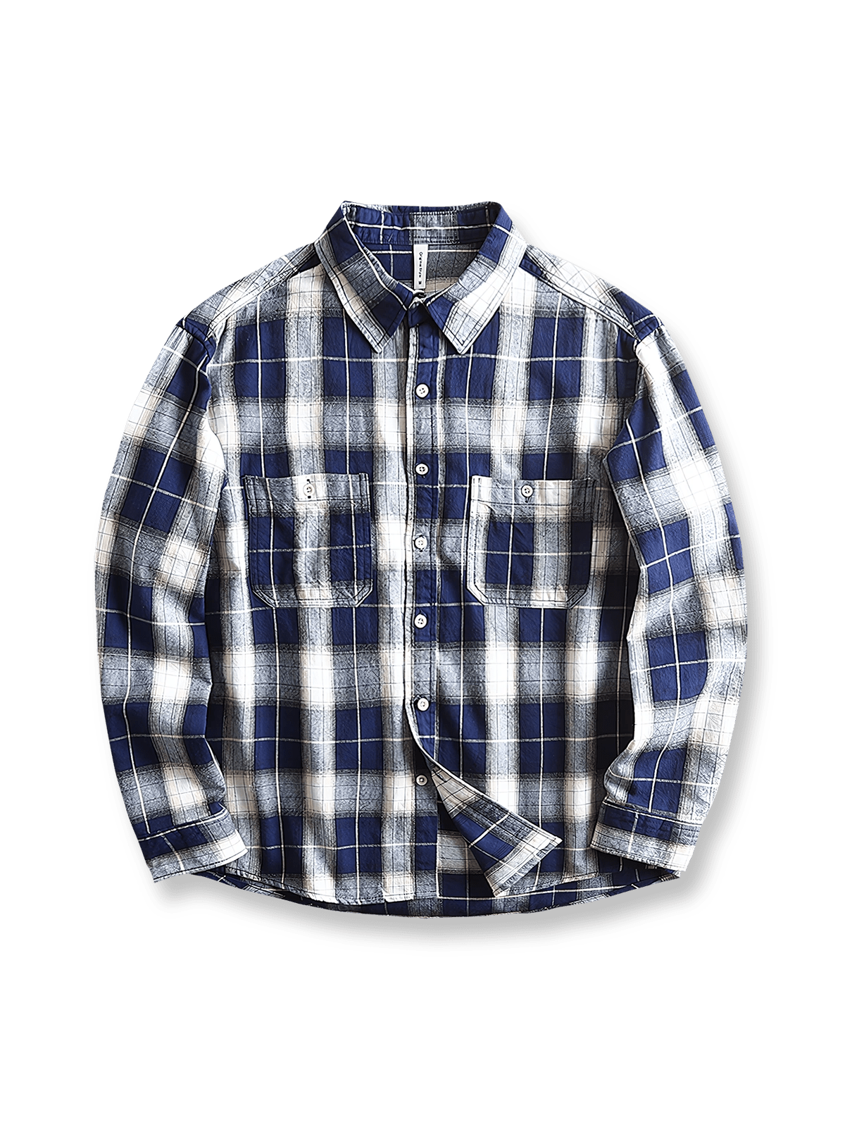 コントラストチェック柄が映える長袖シャツ