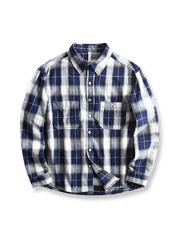 コントラストチェック柄が映える長袖シャツ