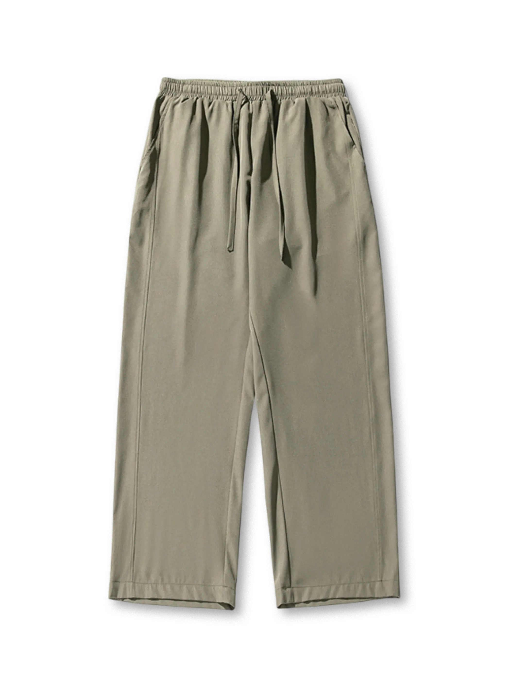 涼感アイスシルク素材とリラックスフィットが特徴のストレートパンツ