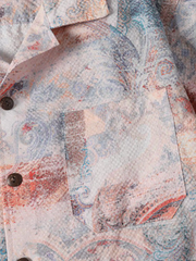 クーリングテクノロジー シアサッカー総柄キューバカラー半袖シャツ