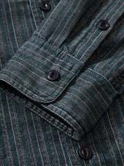 コーデュロイ風 ストライプ ワークシャツ