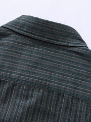 コーデュロイ風 ストライプ ワークシャツ