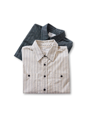 コーデュロイ風 ストライプ ワークシャツ