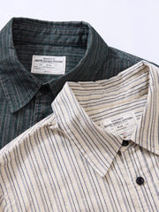 コーデュロイ風 ストライプ ワークシャツ