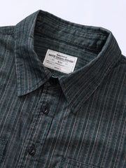 コーデュロイ風 ストライプ ワークシャツ