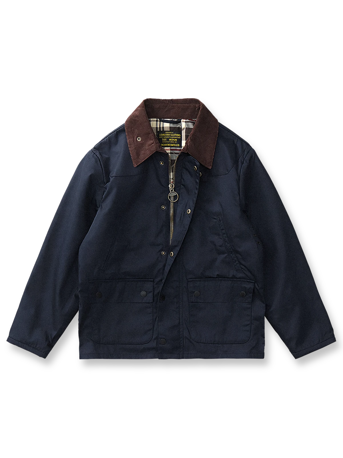 コーデュロイ襟とオイルド加工が特徴のレトロなハンティングジャケット