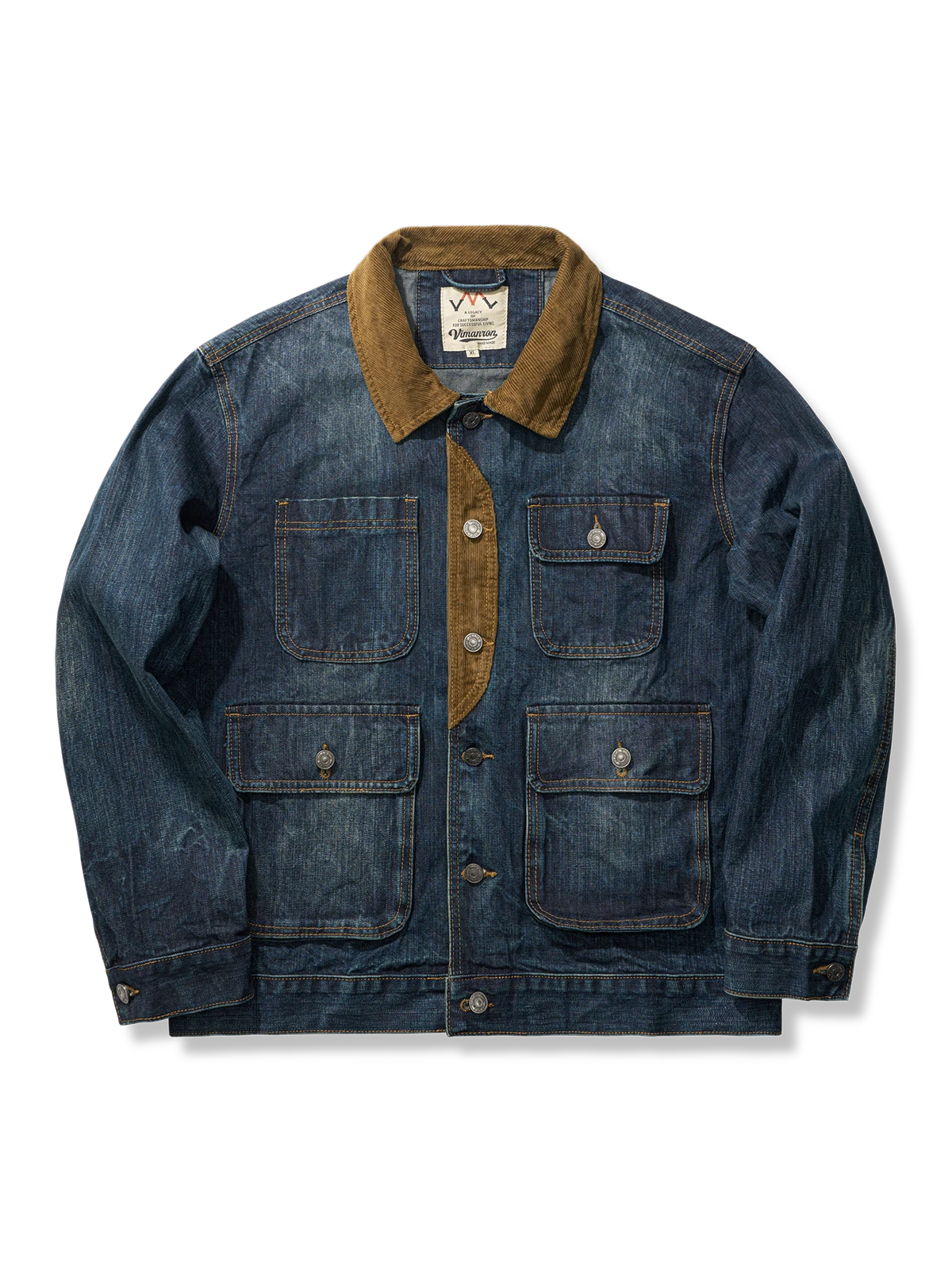 コーデュロイ襟 ウォッシュド 加工デニム ジャケット