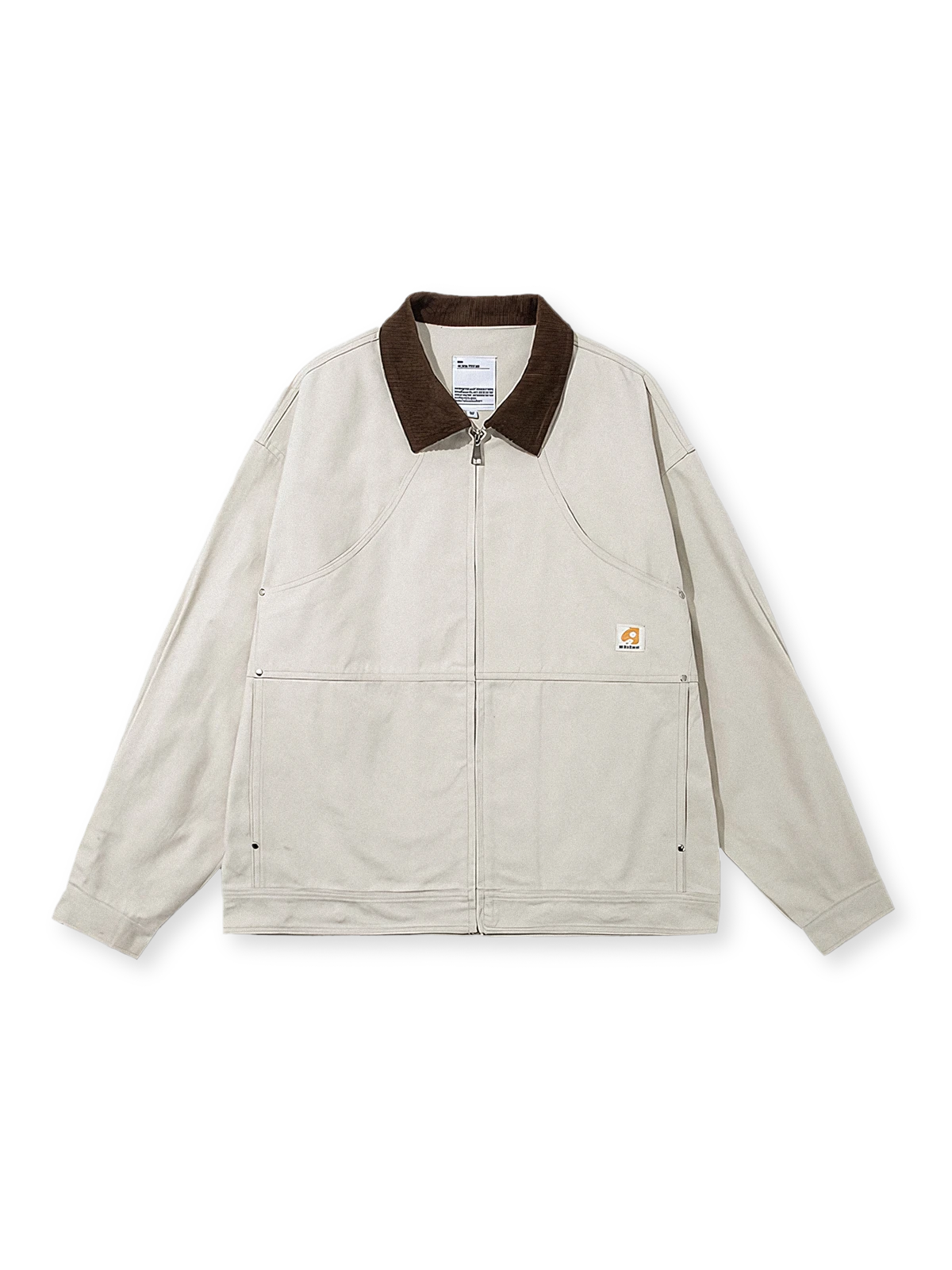 襟にコーデュロイ切替が入ったワークテイストのツイルコットンジャケット