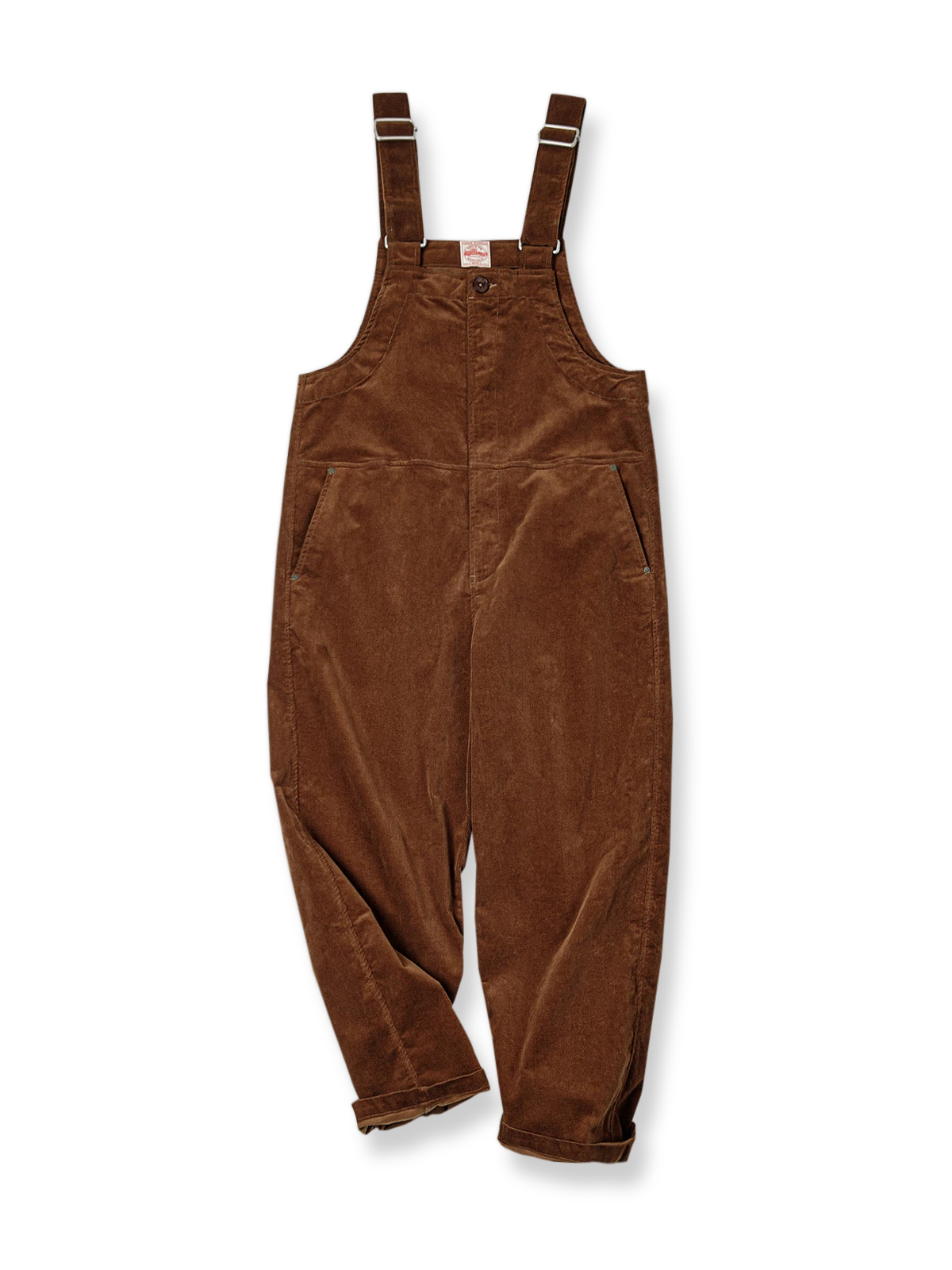 21ウェールのコットンコーデュロイ素材を使用したストレッチオーバーオール。