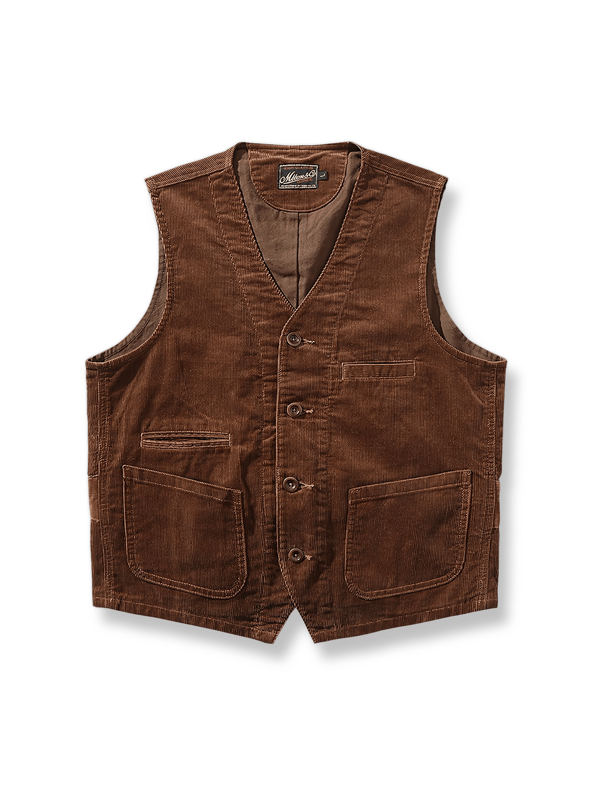 ヴィンテージ感のある四つポケットのコーデュロイベスト