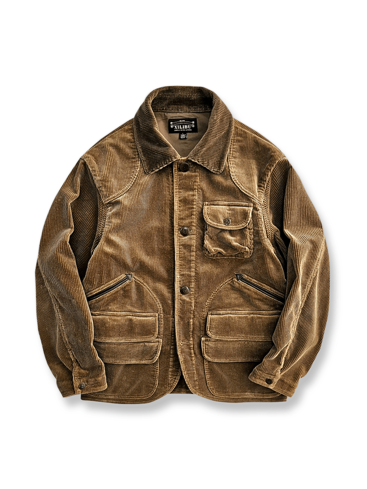 グラデーション染めのヴィンテージ風コーデュロイハンティングジャケット