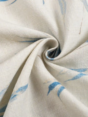 コットンリネン竹柄プリント古巴襟シャツ