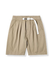 ベルト付きで夏の街着に最適なコットン5分丈ショートパンツ