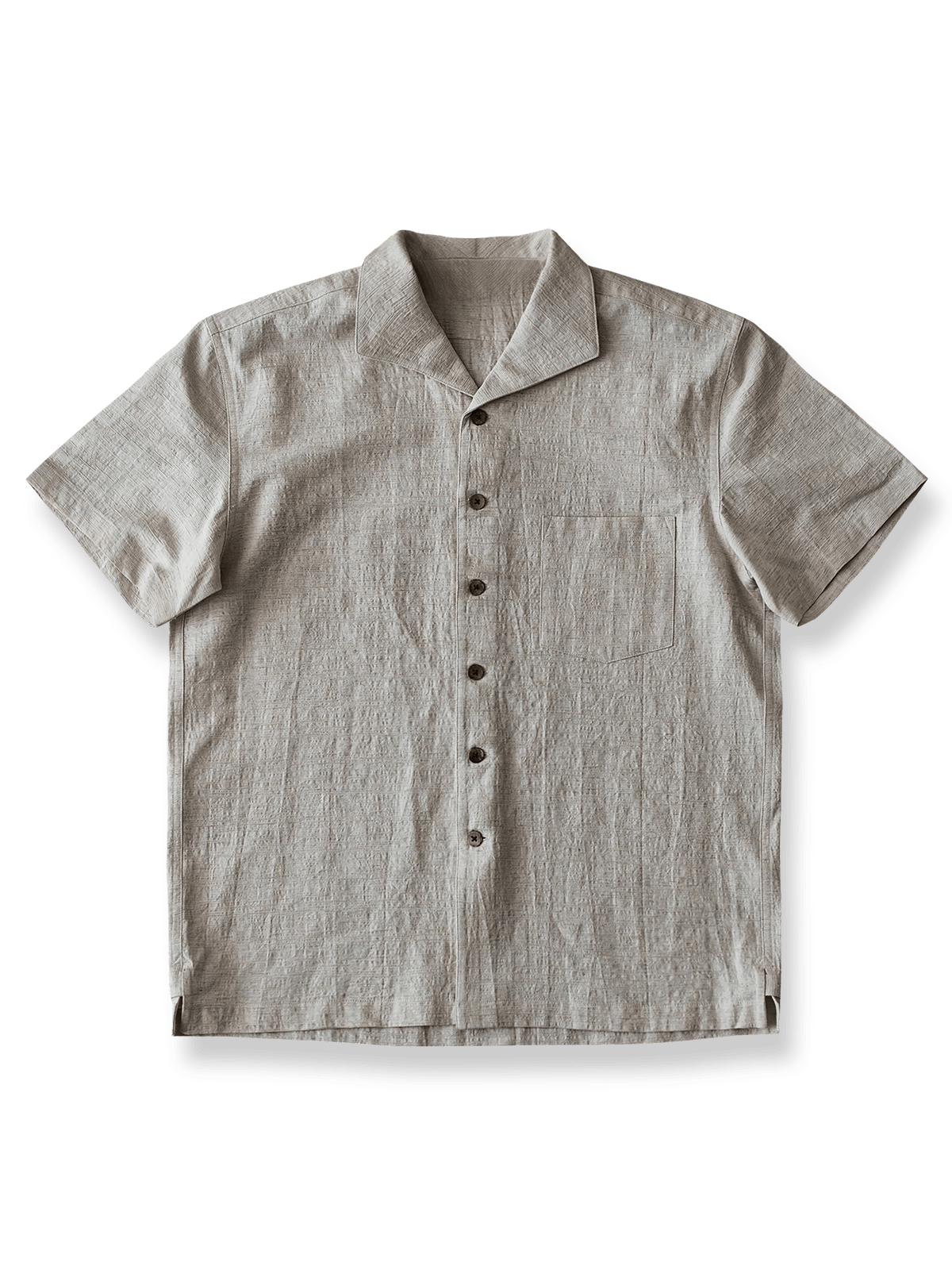 コットンリネンジャカード織り半袖シャツ