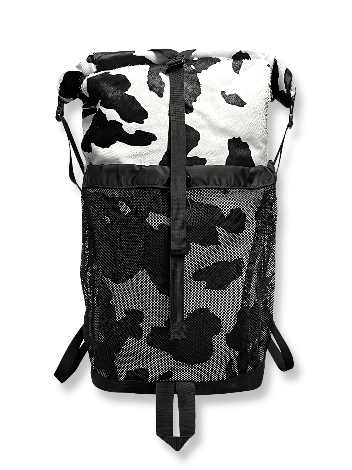 カウ柄ポニーヘアとロールトップ仕様が魅力の個性派アウトドアリュック