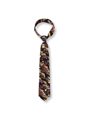 クロスカントリースキー柄をプリントしたヴィンテージ風シルクネクタイ