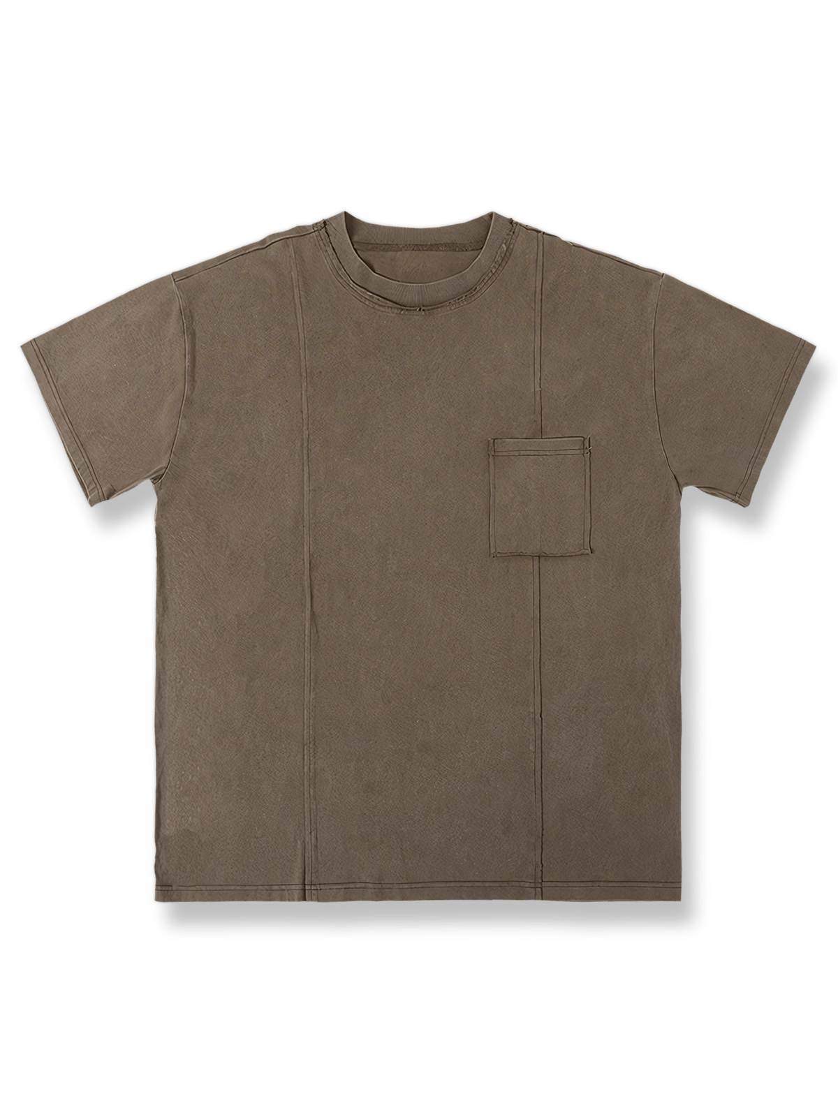 カットエッジ加工が施された製品染めの半袖Tシャツ