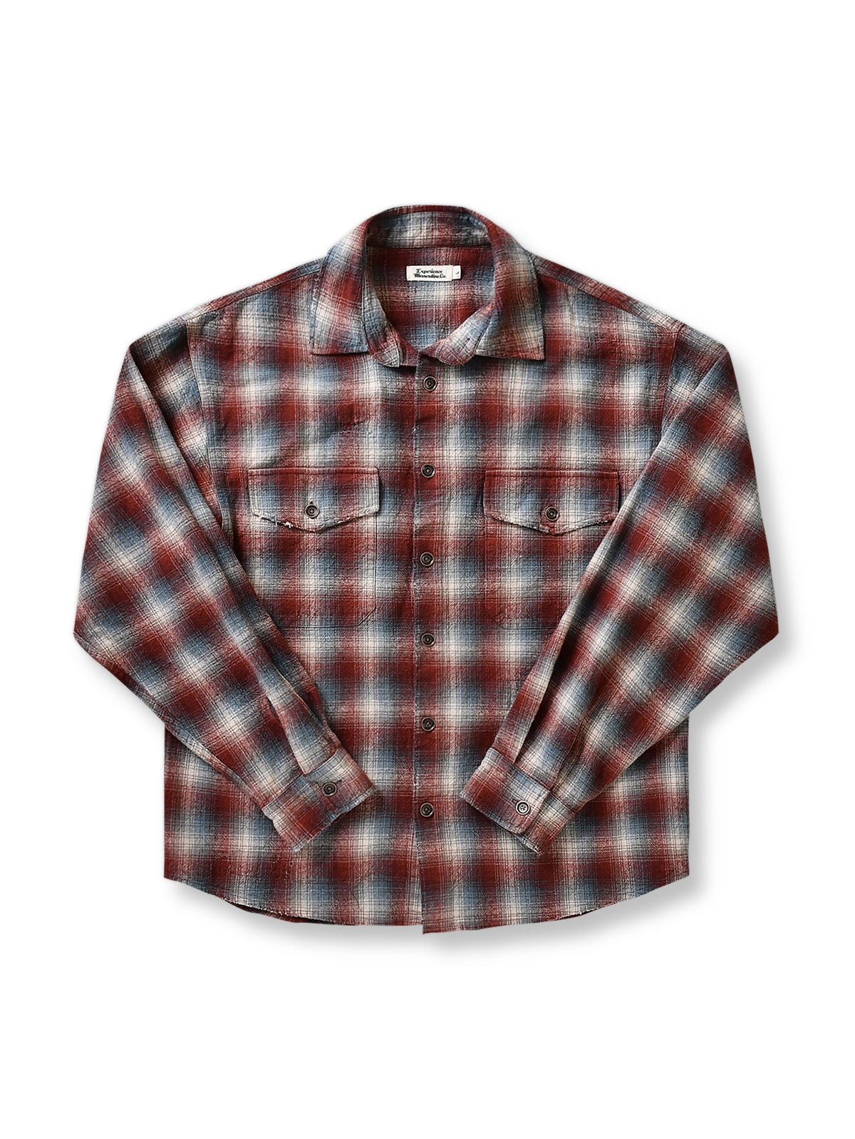 ダメージ加工が映えるルーズフィットチェックシャツ