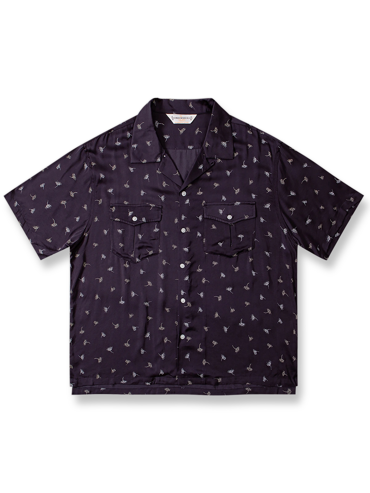 タンポポ柄プリントのテンセル生地アロハシャツ